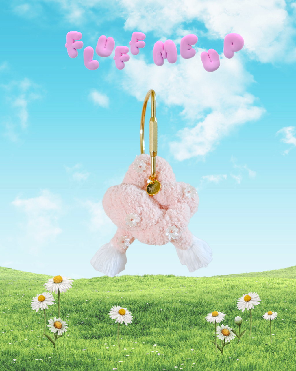 Handcrafted flamingo charm in soft blush resin, suspended from a silver-tone lobster clasp for bags or keys.