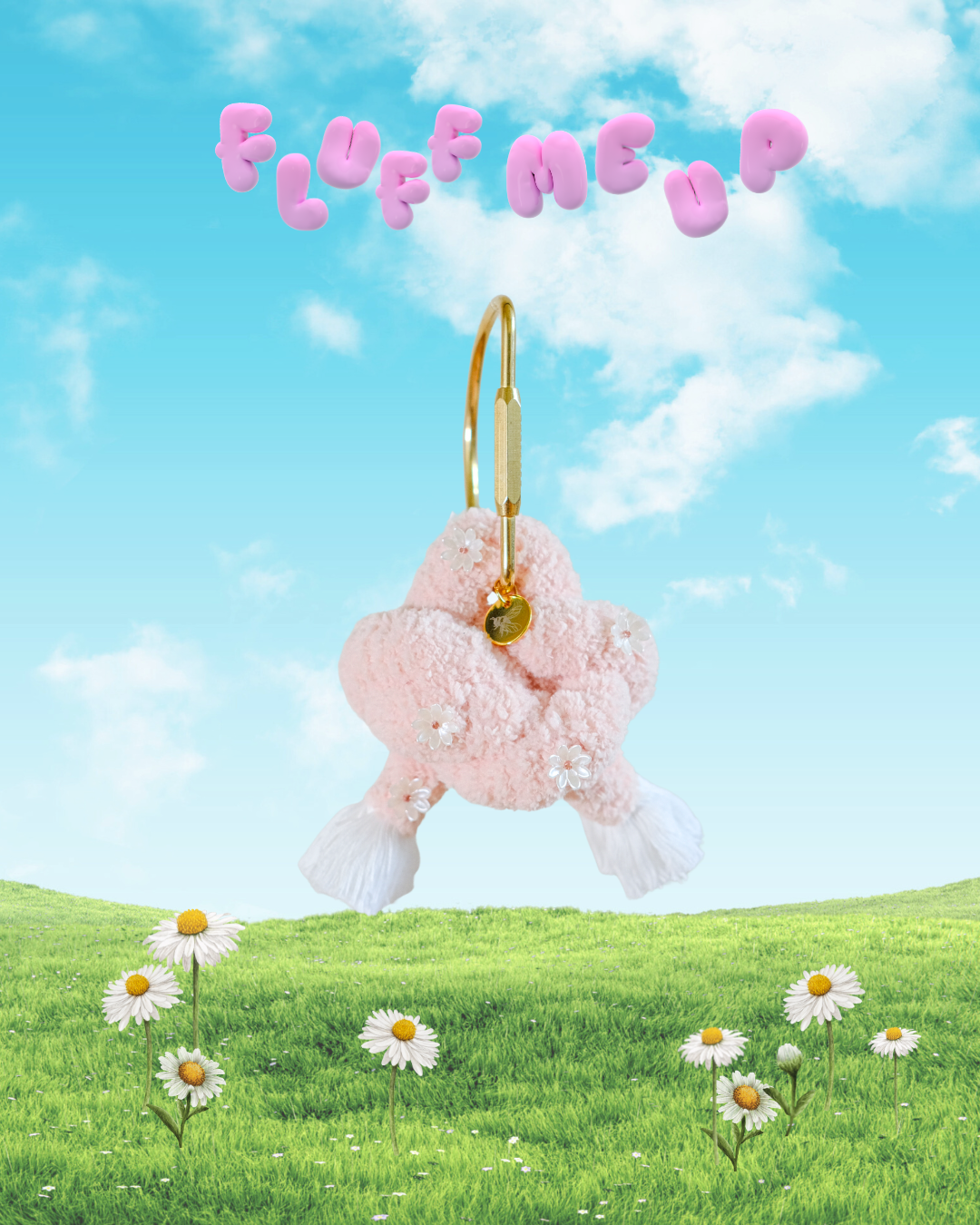 Handcrafted flamingo charm in soft blush resin, suspended from a silver-tone lobster clasp for bags or keys.