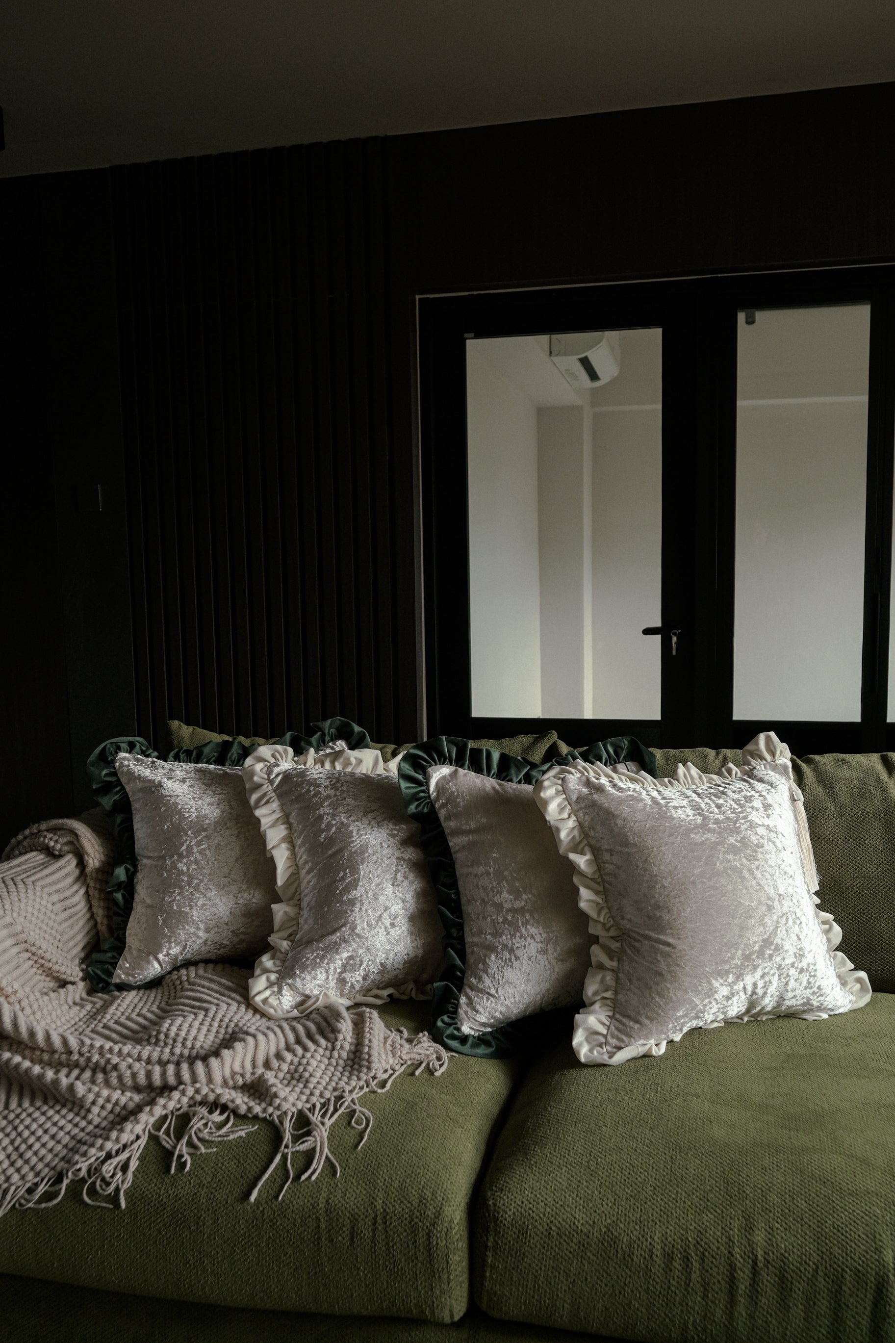 Cream velvet throw cushion from Beeyarnd x Scent Journer collection – A Starlit Spell aroma.