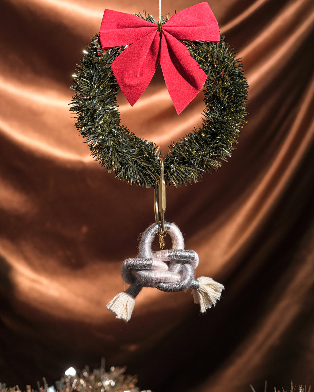 Silver Cloud Ethereal bag charm detail showing pendant etched design