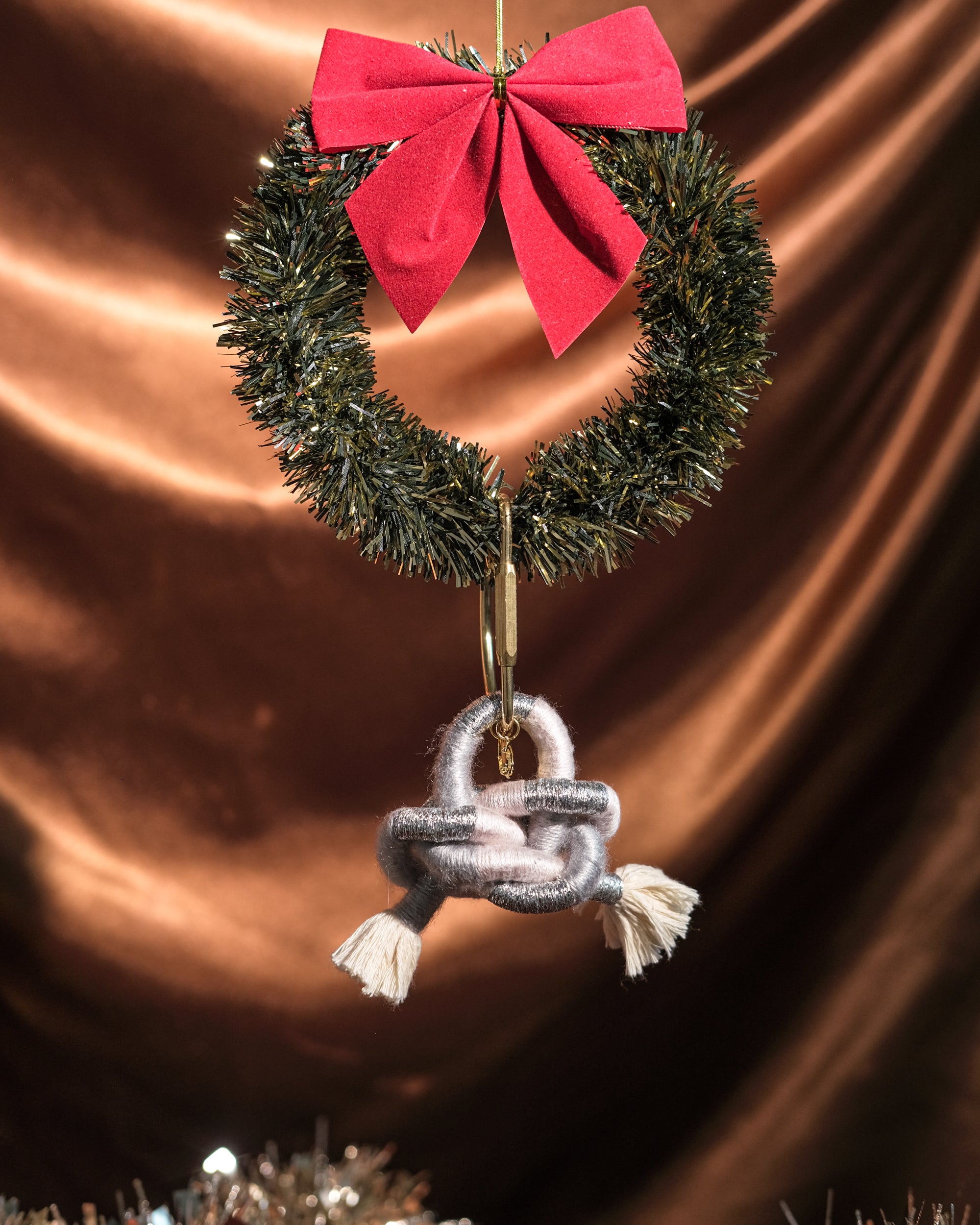 Silver Cloud Ethereal bag charm detail showing pendant etched design