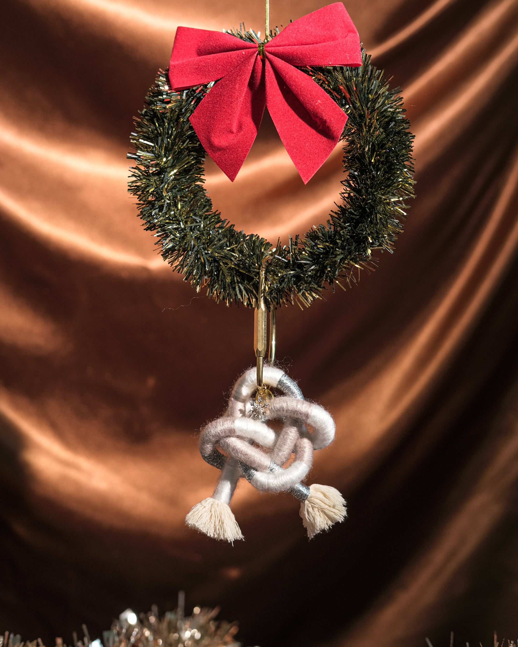 Snow Angel Ethereal handmade bag charm with Snowflake limited edition pendant and cotton tassels.