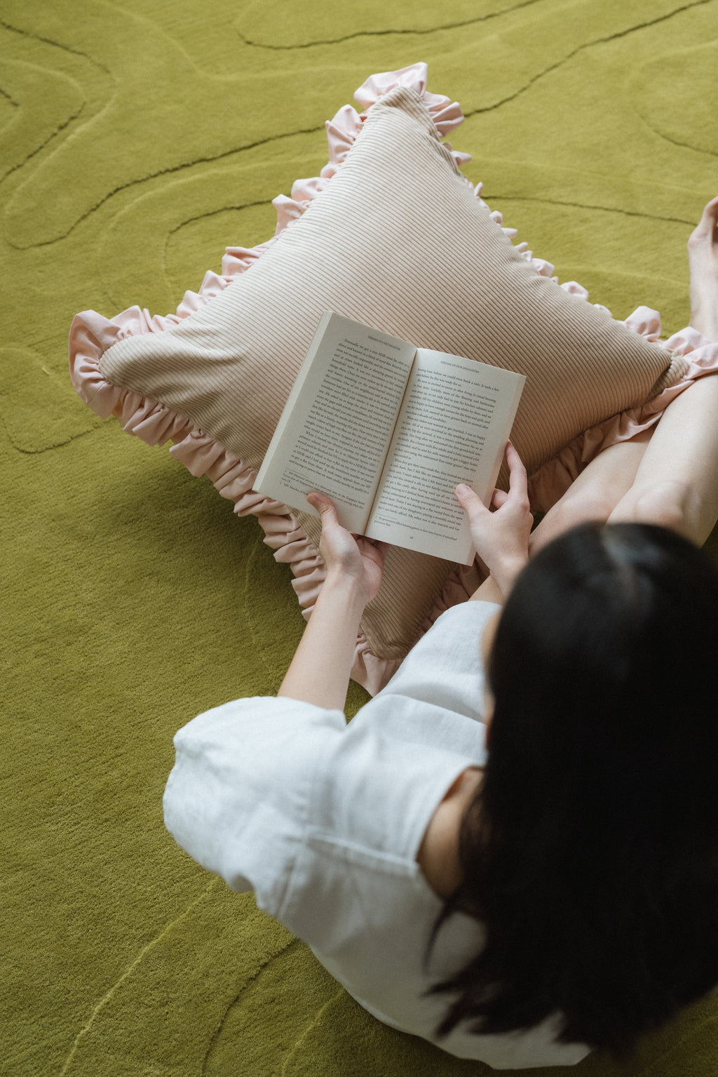 Kind Words Rosewater Cushion — decorative throw pillow in soft rosewater velvet.