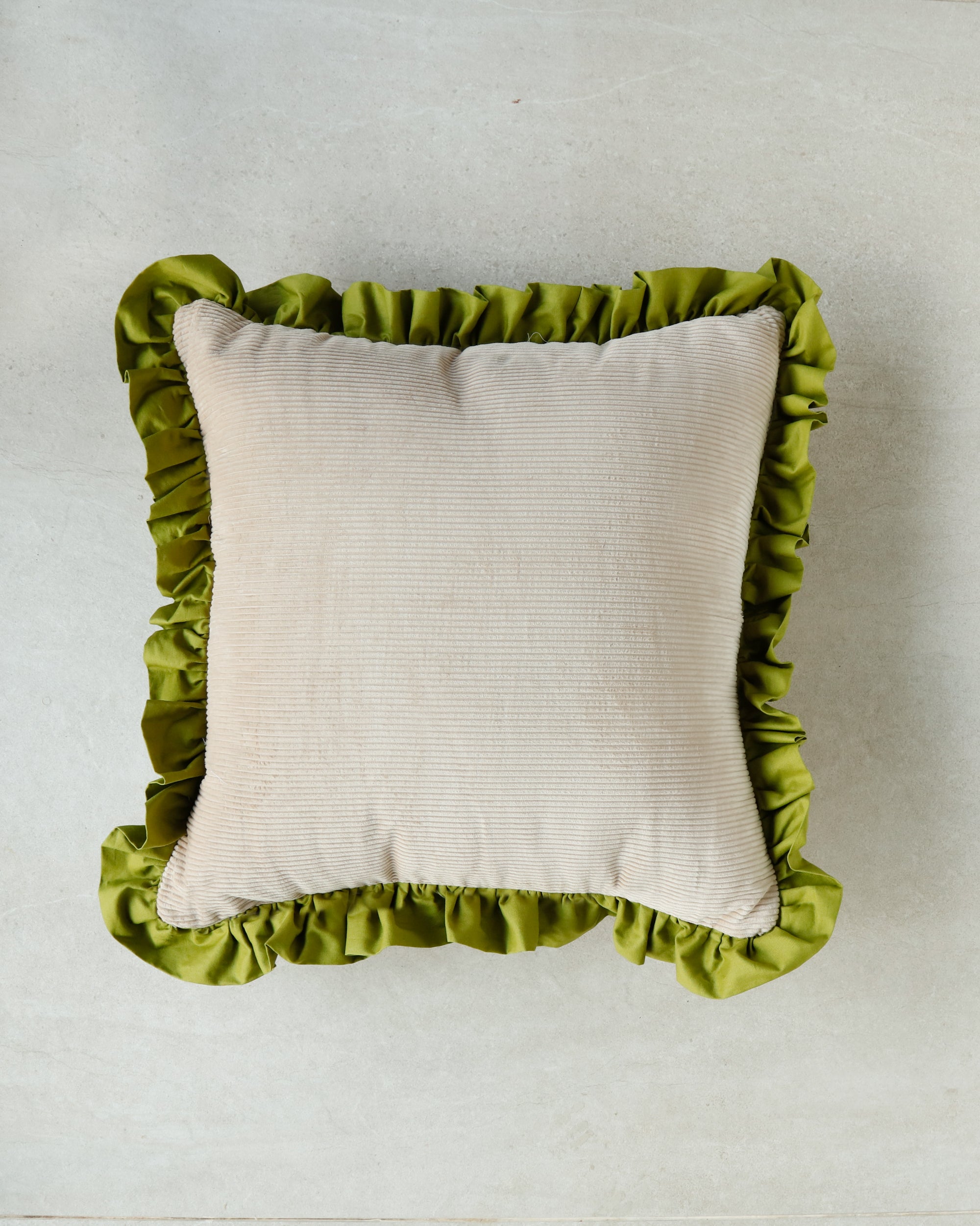 BeeYarnd Good Vibes chartreuse cushion with soft filling — decorative accent for couch or bed.