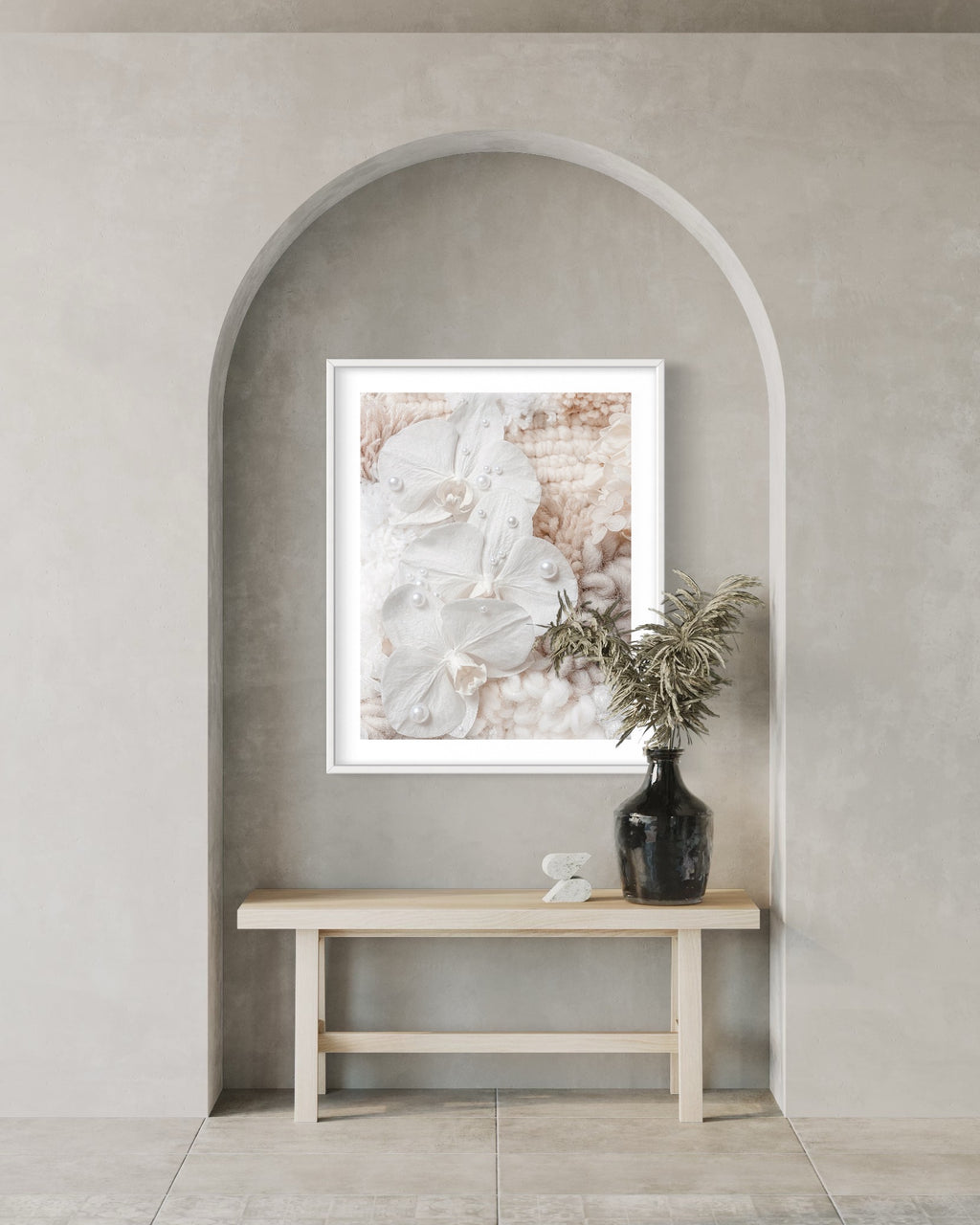 BeeYarnd Sensory Fine Art Print N 1 framed on wall – minimalist home décor styling.